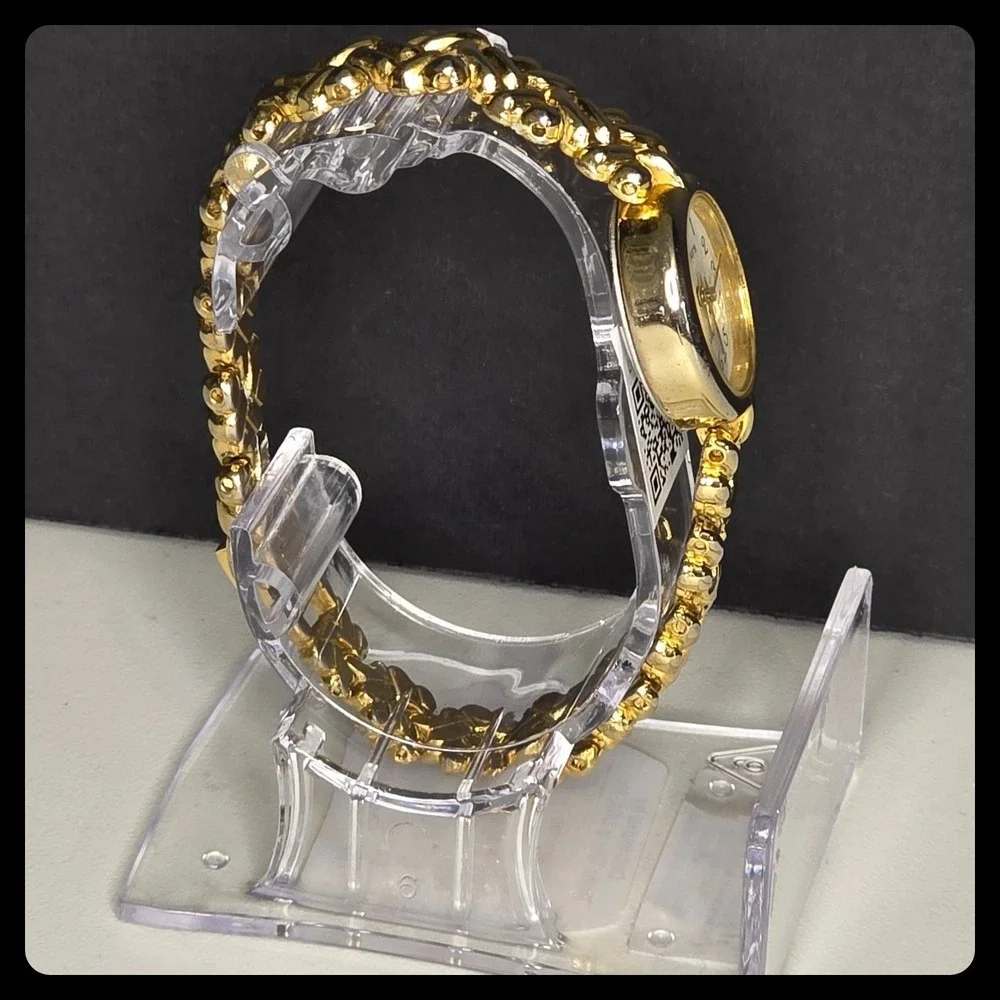 Rumours Watch Womens Gold Tone Oval Face Braided Link Bracelet Jewelry
